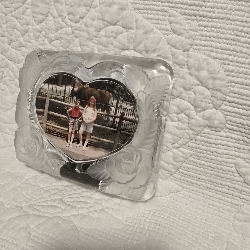 vintage Studio Nova heart-shaped Rectangular picture frame crystal glass Japan